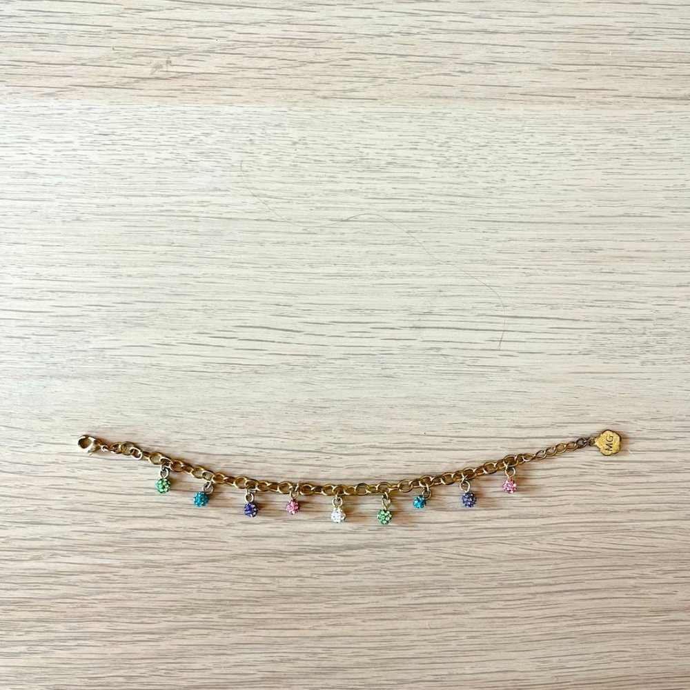 Glitz Blitz Crystal Ball Tri-Color Charm Bracelet by Molly Glitz